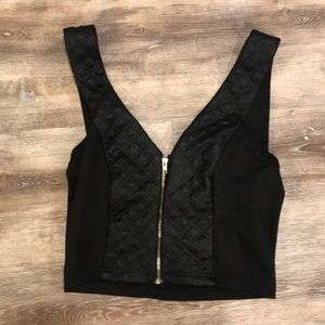 Black zip crop top